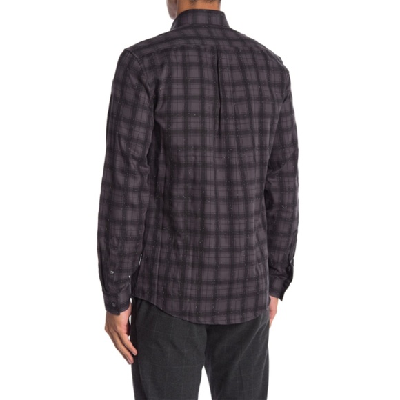 LINDBERGH NWT FIT CHECKED SLUB COTTON L/S BUTTON-UP GREY SHIRT. SIZE M - Picture 2 of 8